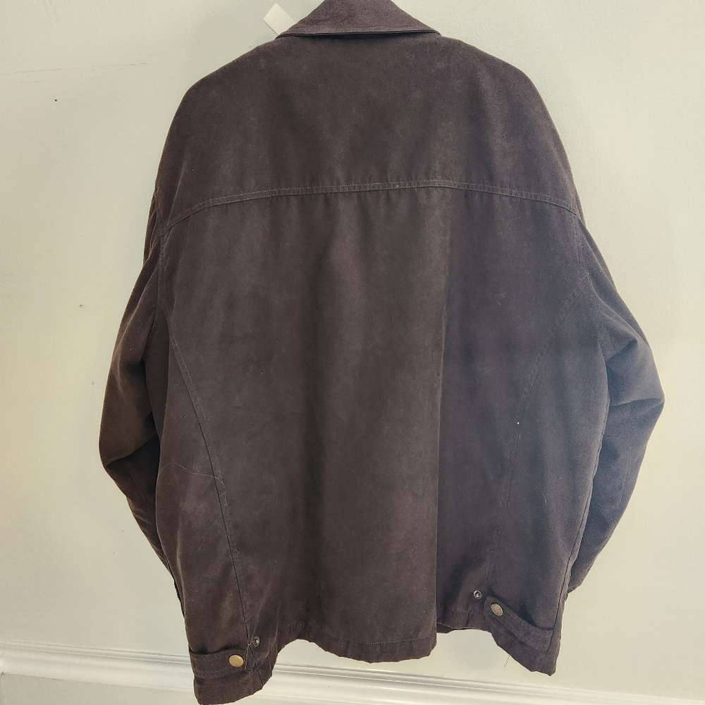 Barn Jacket with Leather Collar Flannel Wool Quilted Lining, Roundtree & Yorke - Picture 12 of 12